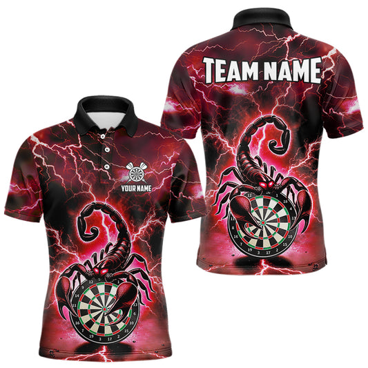 Rotes Lightning-Thunder Skorpion-Dartshirt Für Herren – Liga-Teamtrikot Polo & 1/4 Zip TDM4866