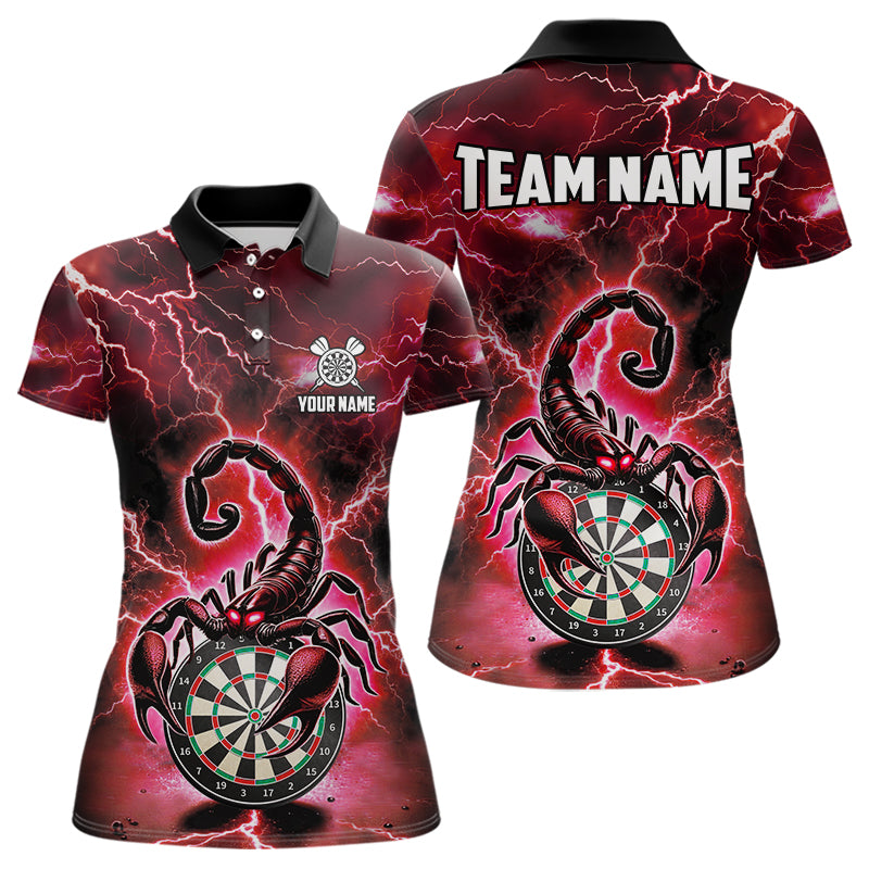Rotes Lightning-Thunder Skorpion-Dartshirt Für Damen – Liga-Teamtrikot Polo & 1/4 Zip TDM4866