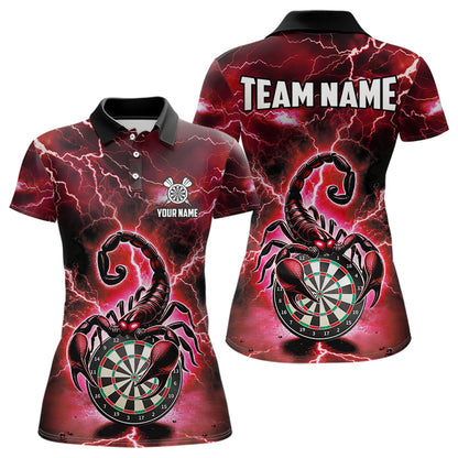 Rotes Lightning-Thunder Skorpion-Dartshirt Für Damen – Liga-Teamtrikot Polo & 1/4 Zip TDM4866