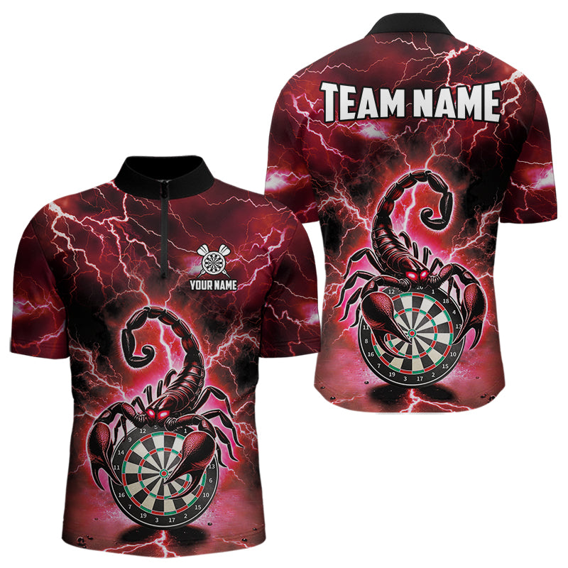 Rotes Lightning-Thunder Skorpion-Dartshirt Für Herren – Liga-Teamtrikot Polo & 1/4 Zip TDM4866