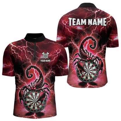 Rotes Lightning-Thunder Skorpion-Dartshirt Für Herren – Liga-Teamtrikot Polo & 1/4 Zip TDM4866