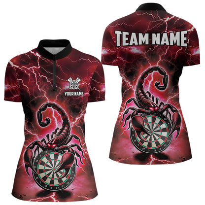 Rotes Lightning-Thunder Skorpion-Dartshirt Für Damen – Liga-Teamtrikot Polo & 1/4 Zip TDM4866