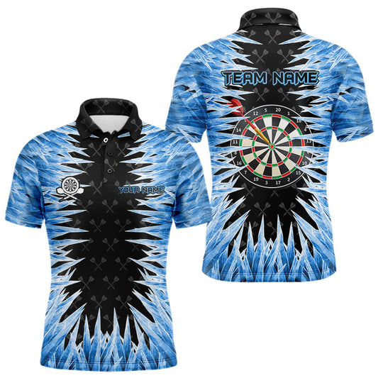 Personalisierte Darts Board Blau Eisig 3D Gedruckte Herren Dartshirts Coole Darttrikots Für Teams TDM3060