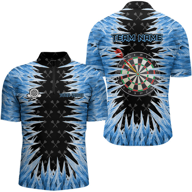 Personalisierte Darts Board Blau Eisig 3D Gedruckte Herren Dartshirts Coole Darttrikots Für Teams TDM3060