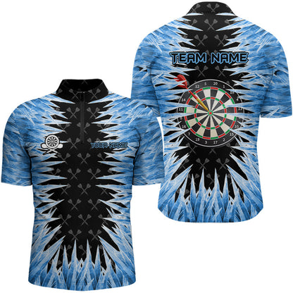 Personalisierte Darts Board Blau Eisig 3D Gedruckte Herren Dartshirts Coole Darttrikots Für Teams TDM3060