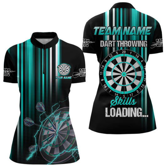 Individuelles Türkises Darts Wurf-Fähigkeiten Dart Quarter Zip Shirt Für Damen – Lustiges Dart Trikot TDM3789