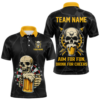Lustiges Darts-Und-Bier Skull-Dartshirt Für Herren – Personalisiertes Dart Team Jersey TDM4878