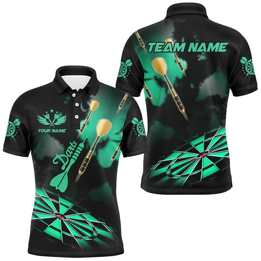 Individuelles Grünes Dartboard Dunst Rauch Dart Poloshirt für Herren, Team Dart Trikot TDM2841