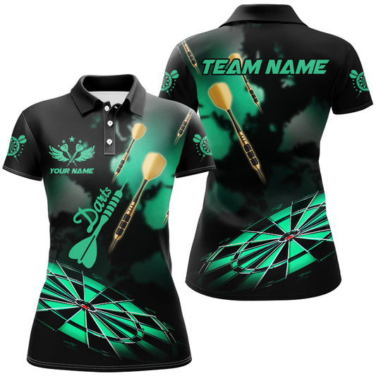 Individuelles Grünes Dartboard Nebel Rauch Dart Poloshirt für Damen, Team Dart Trikot TDM2841