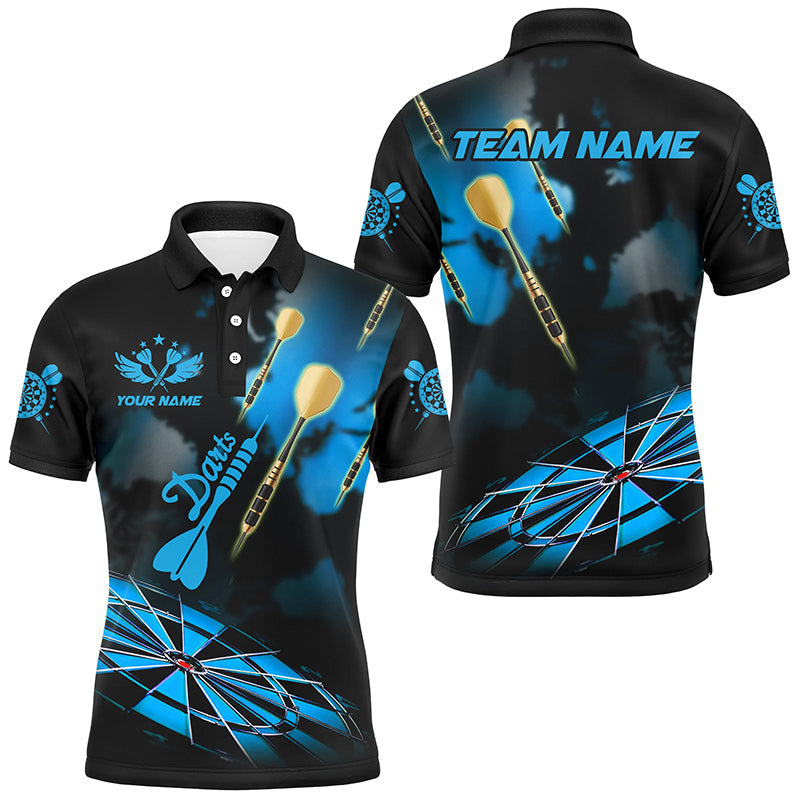 Blaues Dartboard Rauch Maßgeschneiderte 3D Dartshirts Für Herren, Darts Liga Teamshirt Darttrikots TDM2842