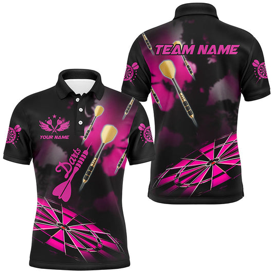 Individuelles Pinkes Dartboard Dunst Rauch Dart Poloshirt für Herren, Dart Trikot Team Shirt TDM2843