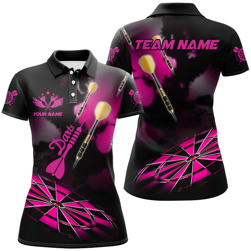 Individuelles Rosa Dartboard Nebel Rauch Dart Poloshirt für Damen, Dart Trikot Team Shirt TDM2843