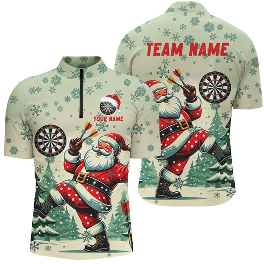 Individuelles Lustiger Santa Mit Dart Dart Herren Shirt mit Viertelreißverschluss, Weihnachts Dart Trikot Geschenk TDM2844