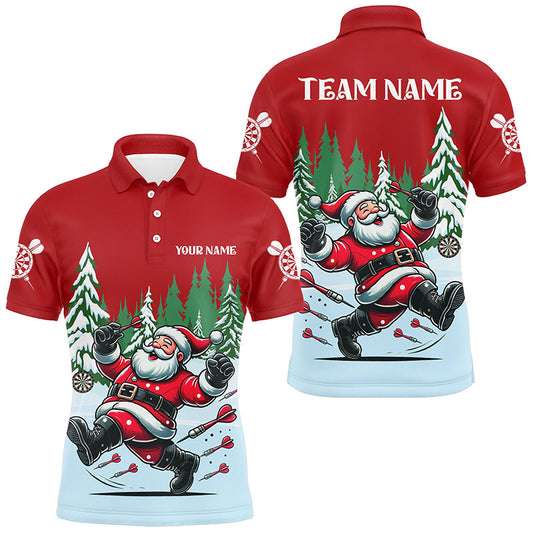 Individuelles Weihnachts Dart Poloshirt für Herren, Lustiger Santa Print Dart Team Trikot TDM2845