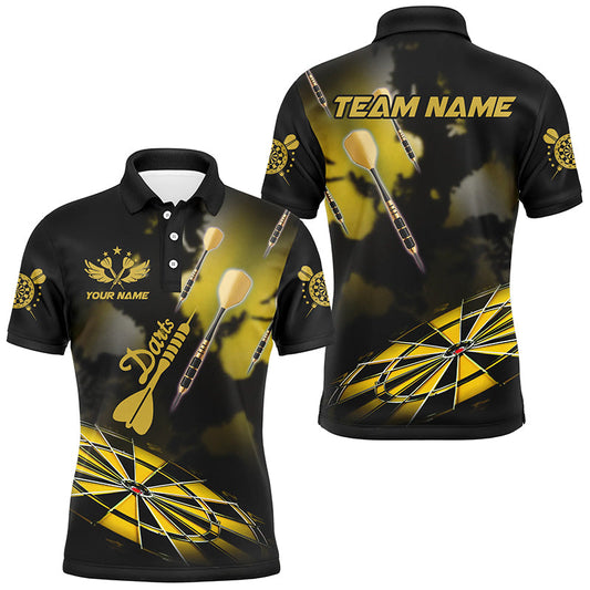 Individuelles gelbes Dartbrett-nebliges Rauch-Dart-Poloshirt für Herren, Dart-Liga-Darttrikot TDM3069