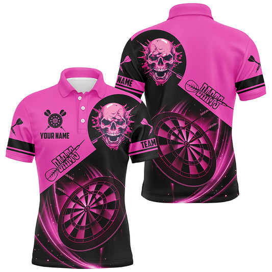 Individuelles Skelett Dartbrett Herren Poloshirt, Pinkes Dart Teamtrikot TDM2109