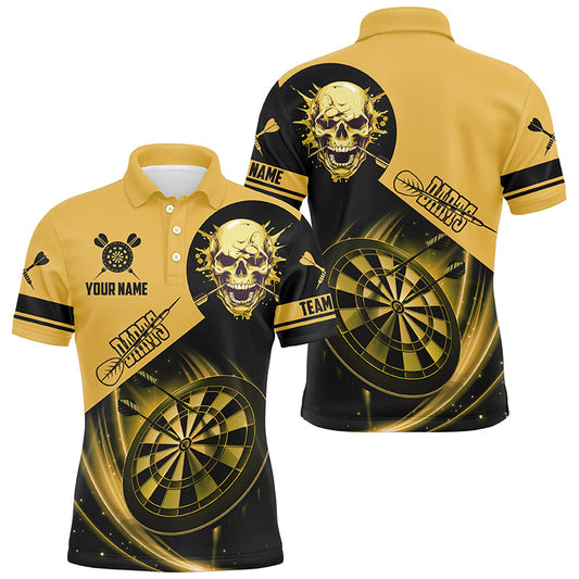 Individuelles Skelett Dartbrett Herren Poloshirt, Gelbes Dart Teamtrikot TDM2110