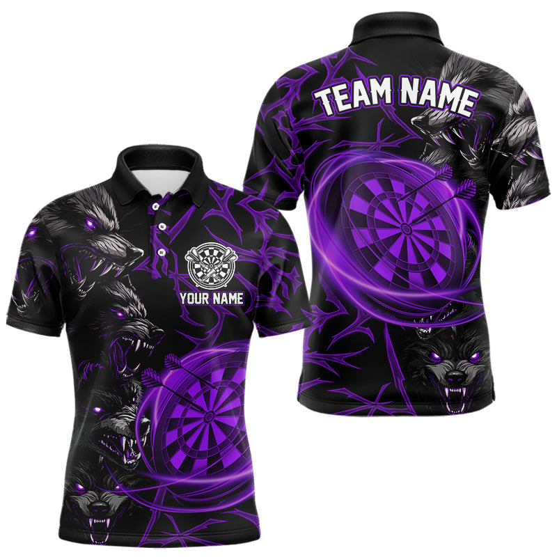 Personalisiertes Lila Wolf-Dartshirt Für Herren – Custom Light-Dartboard Darts Teamtrikot TDM4671