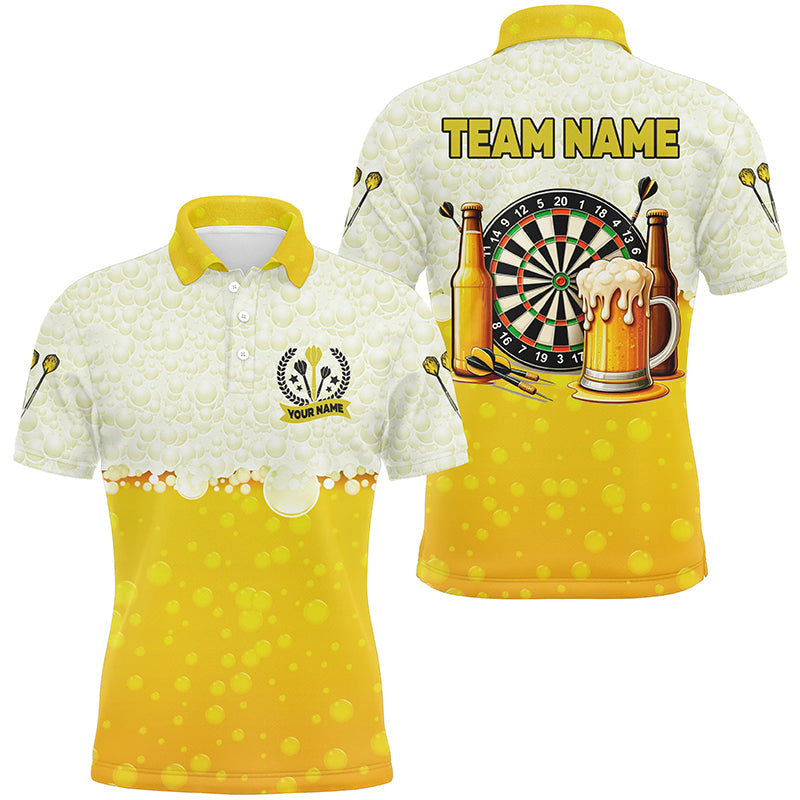 Individuelles Gelbes Lustiges Dart- und Bier-Herren Poloshirt, Dart-Teamtrikot TDM2609