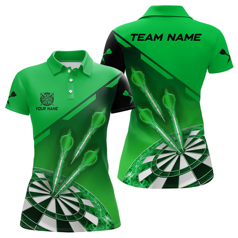 Individuelles Grünes Dart Poloshirt für Damen, Dart Trikot Team-Uniform TDM3084