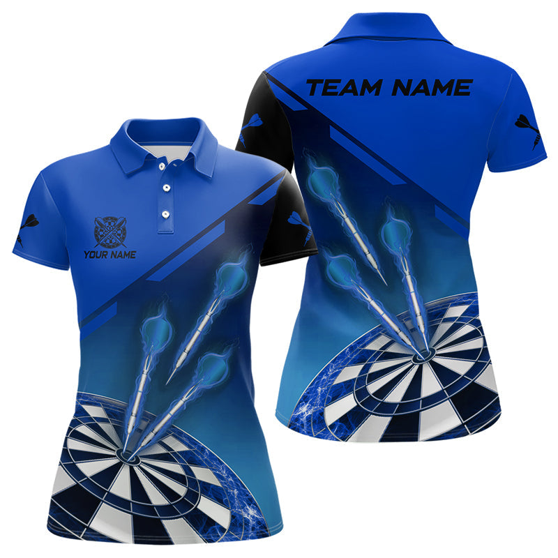 Individuelles Blaues Dart Poloshirt für Damen, Dart Trikot Team-Uniform TDM3086