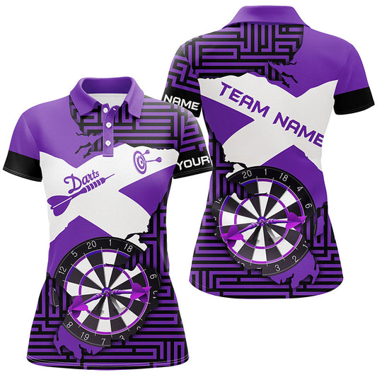 Individuelles Lila Lustiges Crack Dartboard Dart Poloshirt für Herren, Dart Team Trikot TDM1701