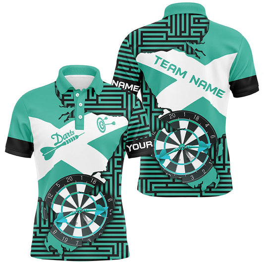 Individuelles Türkises Lustiges Crack Dartboard Dart Poloshirt für Herren, Dart Team Trikot TDM1702