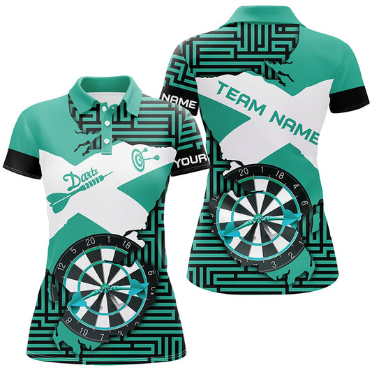 Individuelles Türkises Lustiges Crack Dartboard Dart Poloshirt für Herren, Dart Team Trikot TDM1702