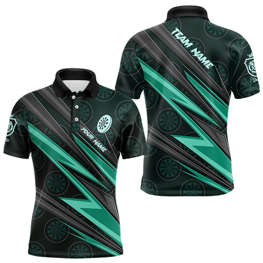Türkisfarbenes Dartboard-Muster-Dart-Poloshirt für Herren, individuelles Darttrikot TDM3332