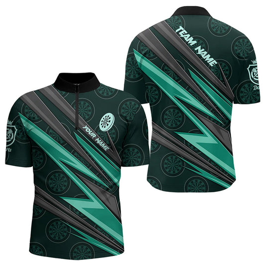 Türkises Dartboard Muster Dart Herren Shirt mit Viertelreißverschluss, Individuelles Dart Trikot TDM3332