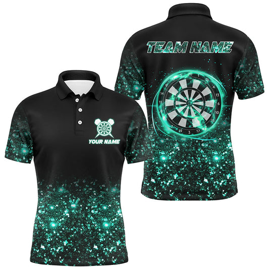 Schwarz Türkis Licht Herren Darts Polo & Viertelreißverschluss Shirt Maßgeschneiderte Dartshirts Für Teamtrikots TDM3334