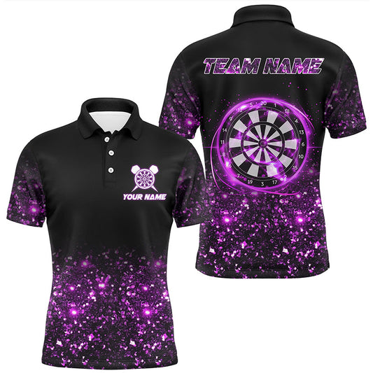 Individuelles schwarz-lilanes Licht-Poloshirt für Herren, Dart-Teamtrikot TDM3335