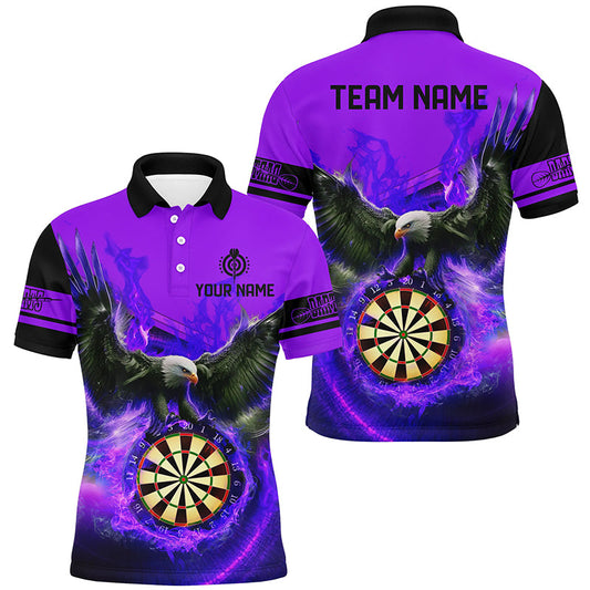 Individuelles Adler Fliegend Auf Dartbrett Feuer Herren Poloshirt, Lila Darttrikot TDM2125