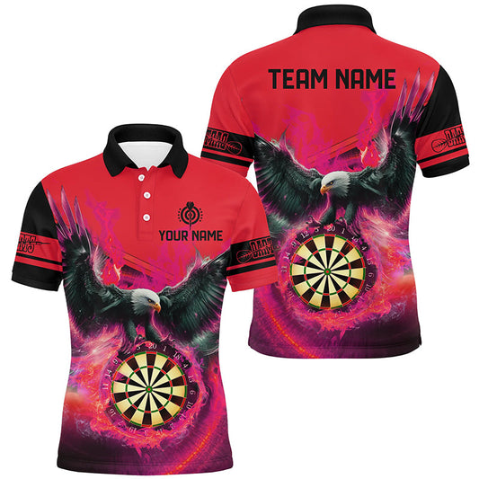 Individuelles Adler Fliegend Auf Dartbrett Feuer Herren Poloshirt, Rotes Darttrikot TDM2126