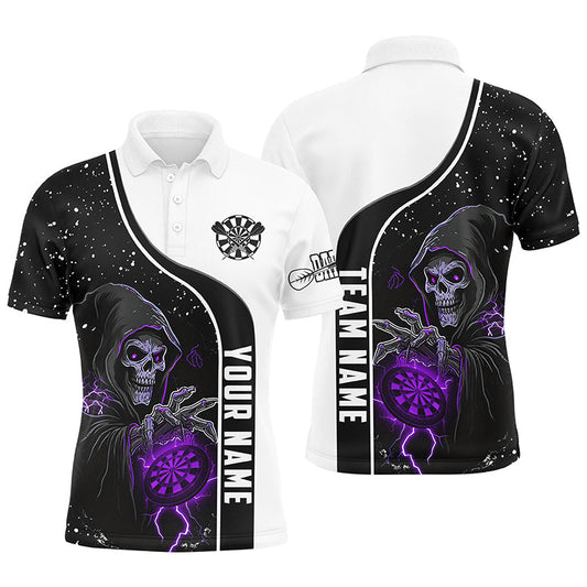 Individuelles Lila Death-Skeleton Herren Poloshirt, Dart-Teamtrikot TDM2626