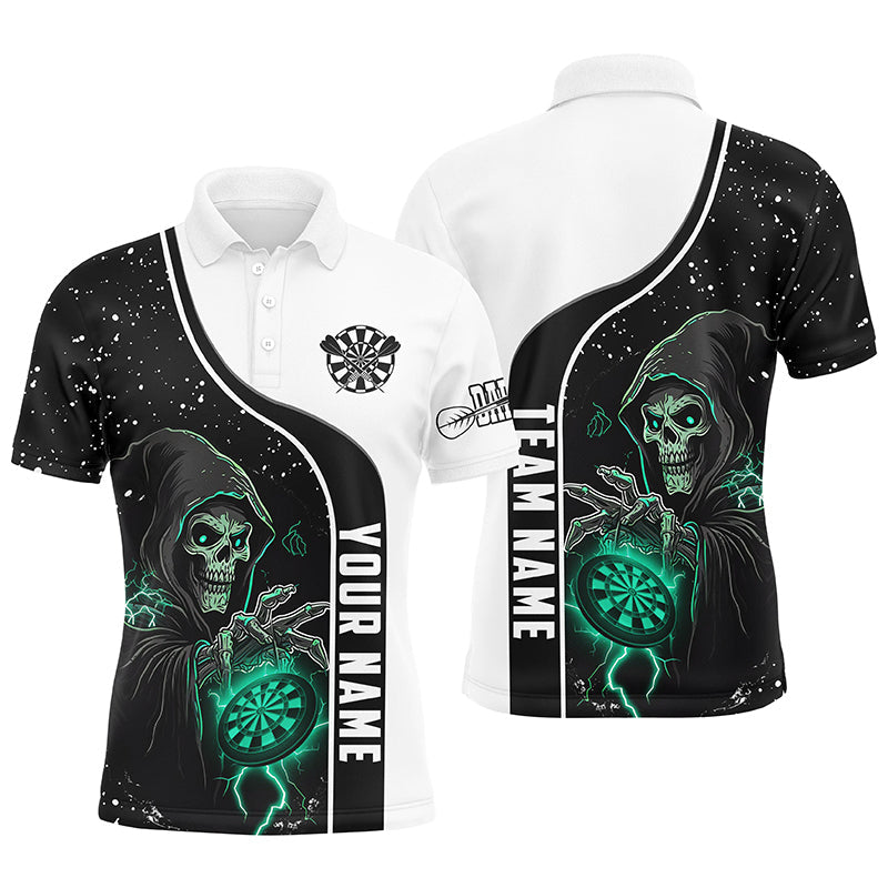 Individuelles Türkises Death-Skeleton Herren Poloshirt, Dart-Teamtrikot TDM2627