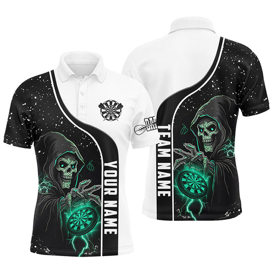 Individuelles Türkises Death-Skeleton Herren Poloshirt, Dart-Teamtrikot TDM2627