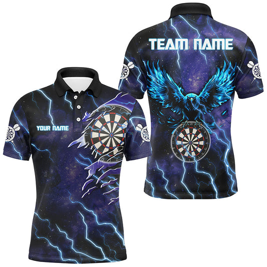 Individuelles Lila Galaxy Adler Dart Poloshirt für Herren, Donner Blitz Dart Trikot TDM2873