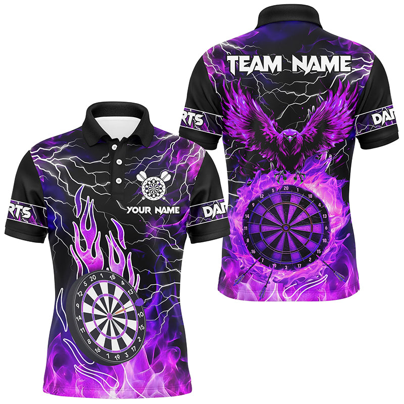 Lila Dartscheibe Feuer Flamme Adler Herren Dartshirt – Blitz & Donner Team Trikots TDM2877