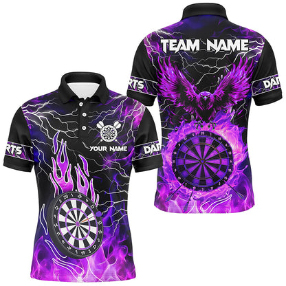 Lila Dartscheibe Feuer Flamme Adler Herren Dartshirt – Blitz & Donner Team Trikots TDM2877