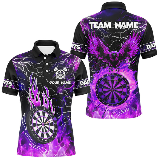 Lila Dartscheibe Feuer Flamme Adler Herren Dartshirt – Blitz & Donner Team Trikots TDM2877