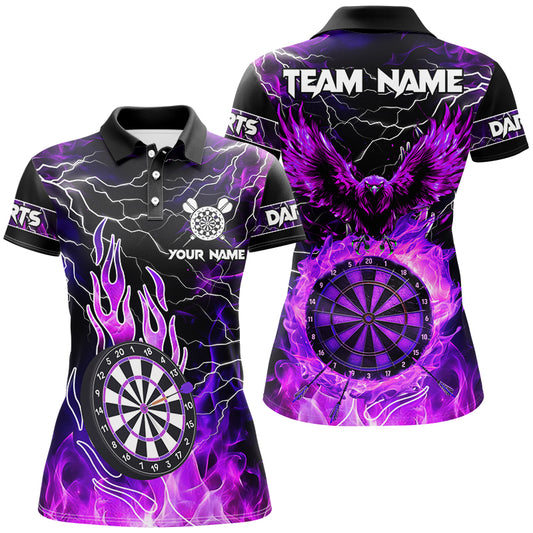 Lila Dartscheibe Feuer Flamme Adler Damen Dartshirt – Blitz & Donner Team Trikots TDM2877