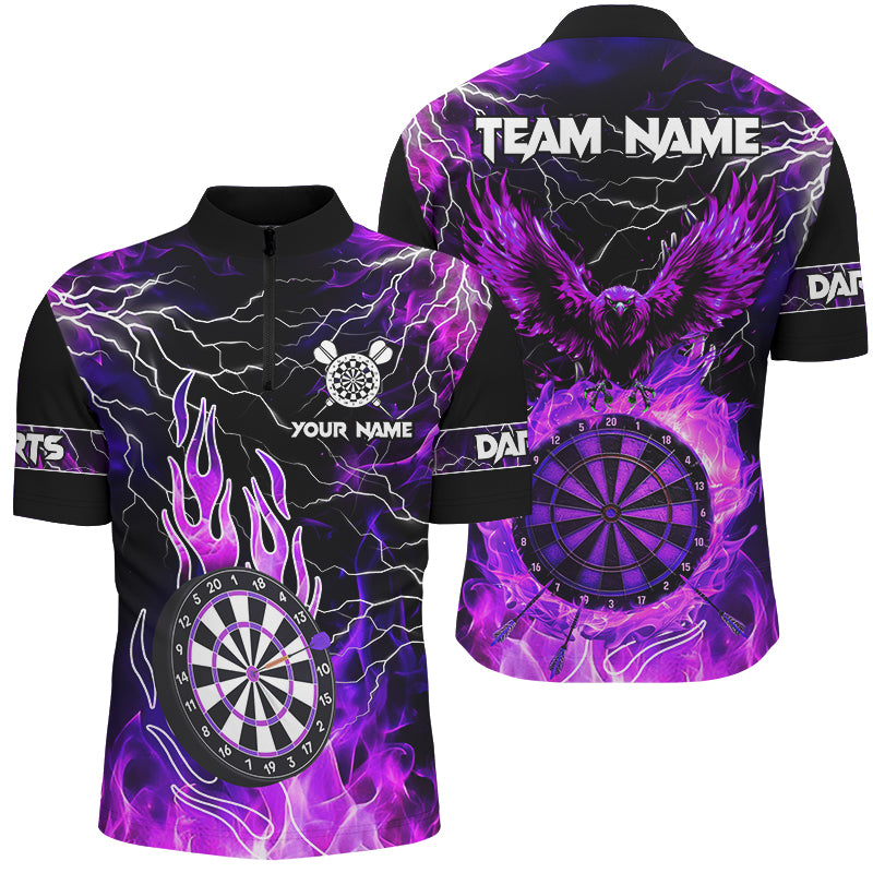 Lila Dartscheibe Feuer Flamme Adler Herren Dartshirt – Blitz & Donner Team Trikots TDM2877