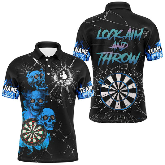 Individuelles Schau Zielen Und Werfen Rauch Totenkopf Dart Poloshirt für Herren, Lustiges Dart Trikot TDM2878