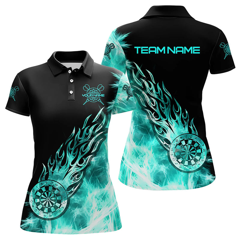 Individuelles Schwarz-Türkis Licht-Eis Poloshirt für Damen, Dart-Trikot Team-Uniform TDM3344