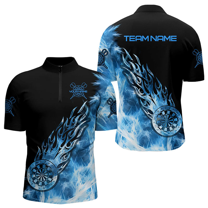Schwarz Und Blau Licht Eisig Herren Darts Polo & Viertelreißverschluss Maßgeschneiderte Dartshirts Teamtrikots TDM3345