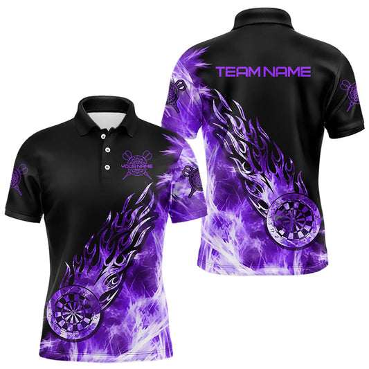 Individuelles schwarz-lilanes eisiges Licht-Poloshirt für Herren, Dart-Teamtrikot TDM3346