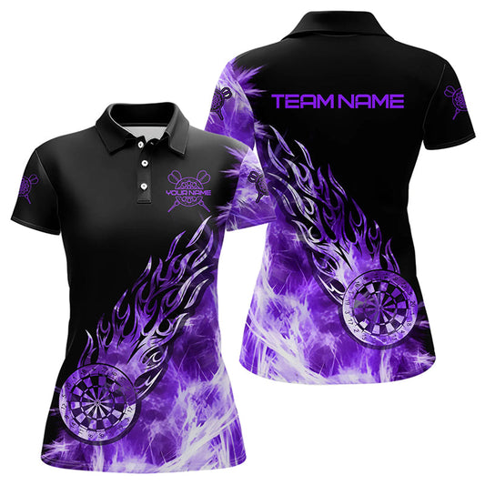 Individuelles Schwarz-Lila Licht-Eis Poloshirt für Damen, Dart-Trikot Team-Uniform TDM3346