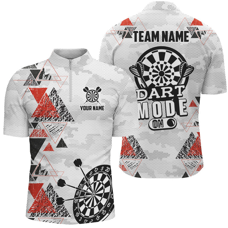Individuelles Dart Mode An Geometrisches Dart Herren Shirt mit Viertelreißverschluss, Lustiger Dart Trikot TDM2883