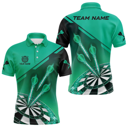 Individuelles türkisfarbenes Darttrikot-Poloshirt für Herren, Dartshirt mit Tasche TDM3519